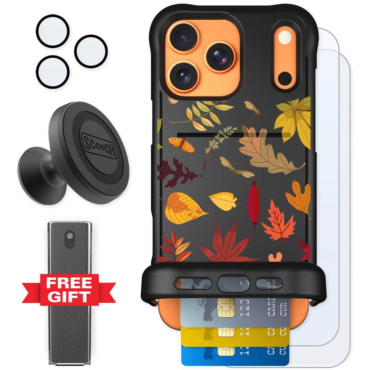 Scooch Wingmate Autumn Leaves for iPhone 17 Pro Max — Defender Bundle