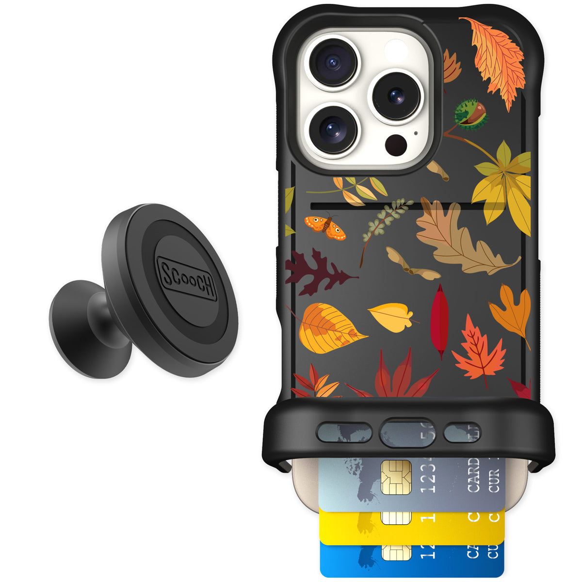 Scooch Wingmate Autumn Leaves for iPhone 16 Pro — Starter Bundle