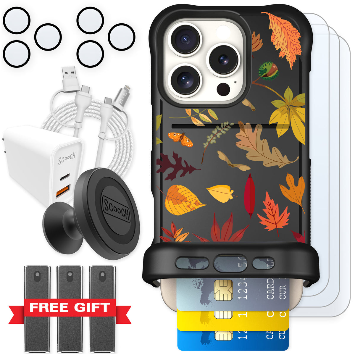 Scooch Wingmate Autumn Leaves for iPhone 16 Pro — Ultimate Bundle