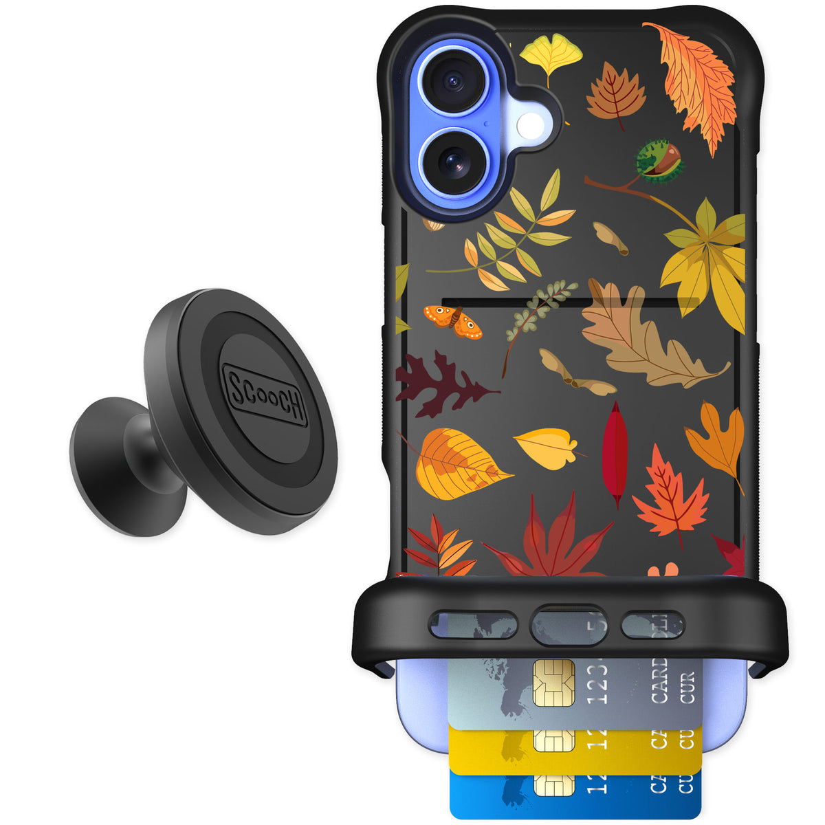 Scooch Wingmate Autumn Leaves for iPhone 16 Plus — Starter Bundle
