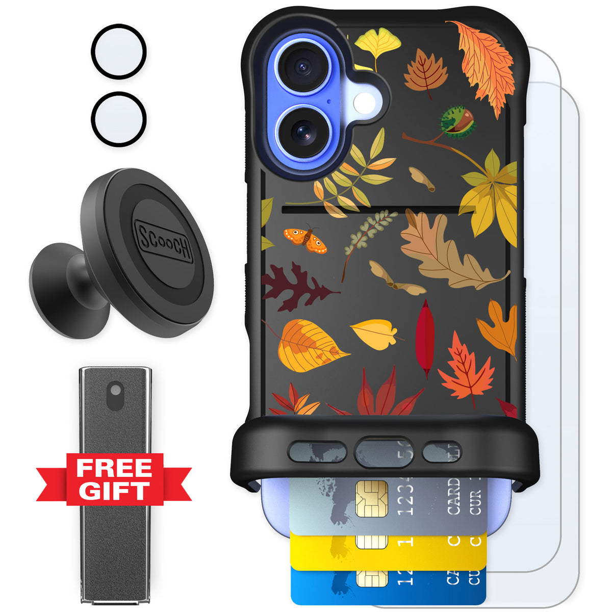 Scooch Wingmate Autumn Leaves for iPhone 16 — Defender Bundle
