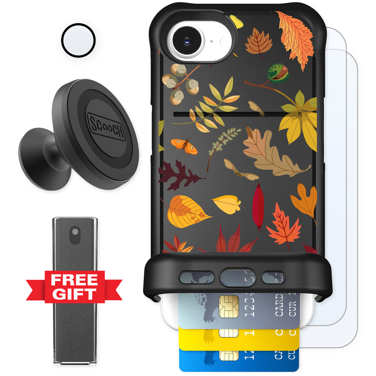 Scooch Wingmate Autumn Leaves for iPhone 16e — Defender Bundle