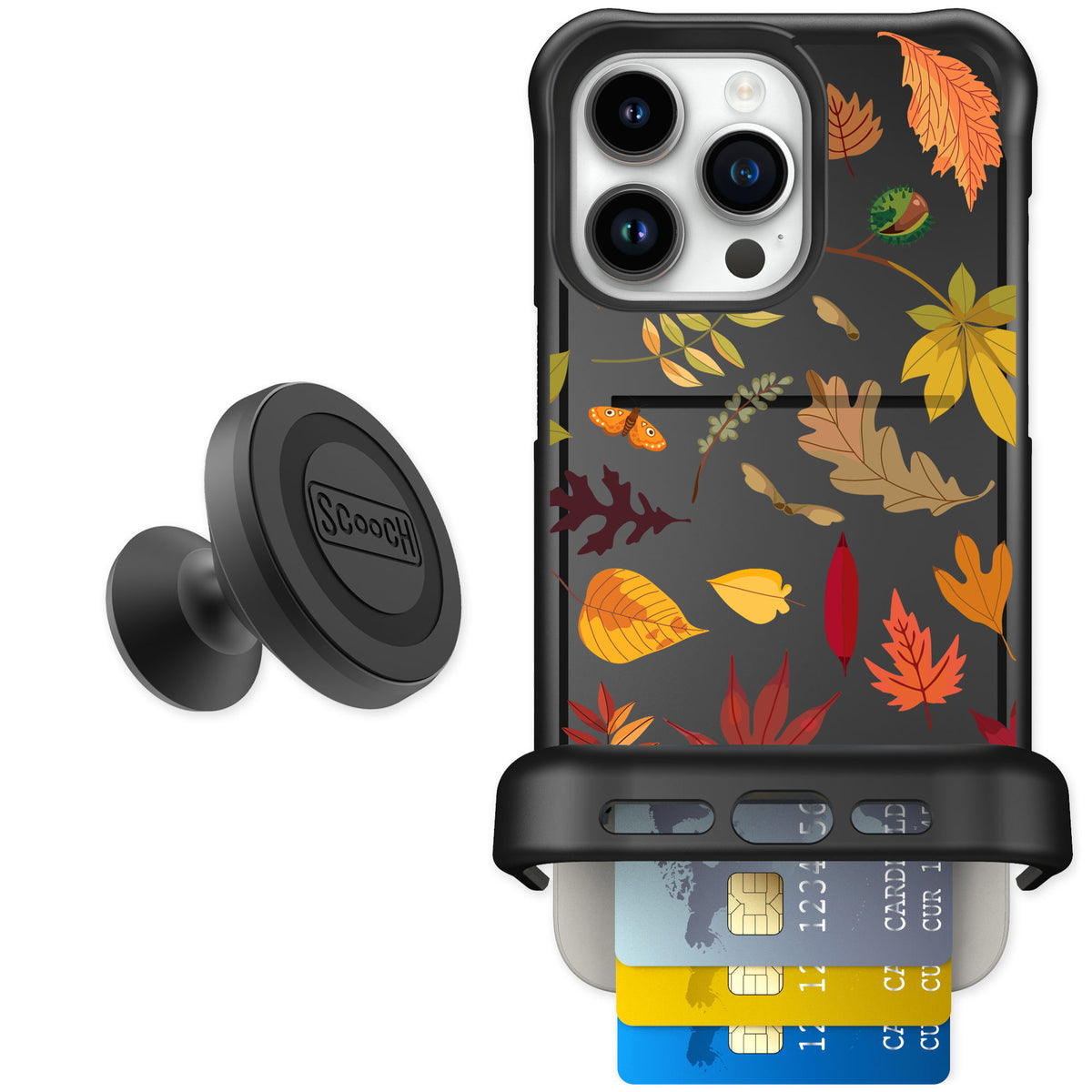 Scooch Wingmate Autumn Leaves for iPhone 15 Pro Max — Starter Bundle