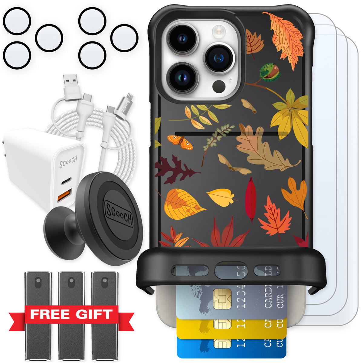 Scooch Wingmate Autumn Leaves for iPhone 15 Pro Max — Ultimate Bundle