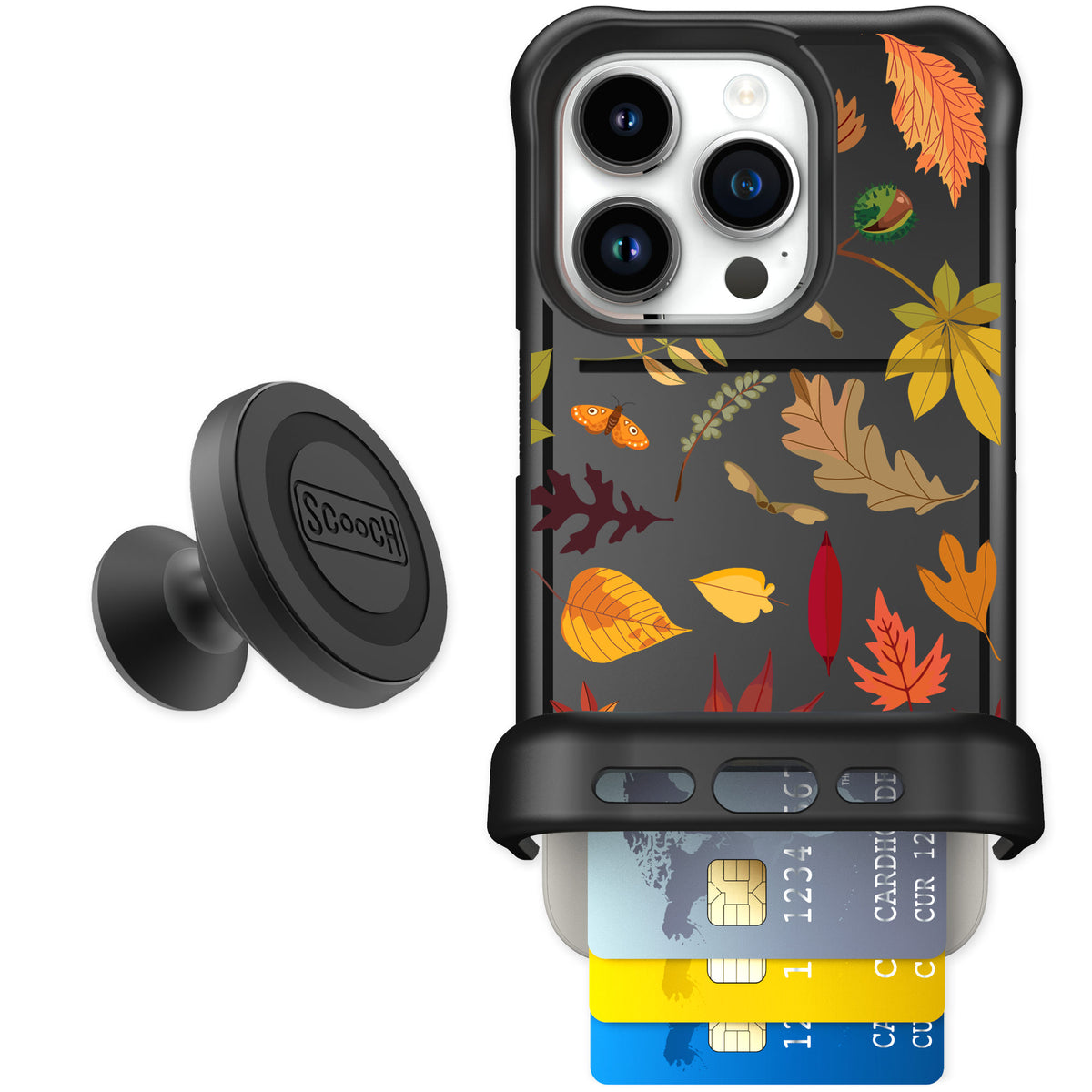 Scooch Wingmate Autumn Leaves for iPhone 15 Pro — Starter Bundle