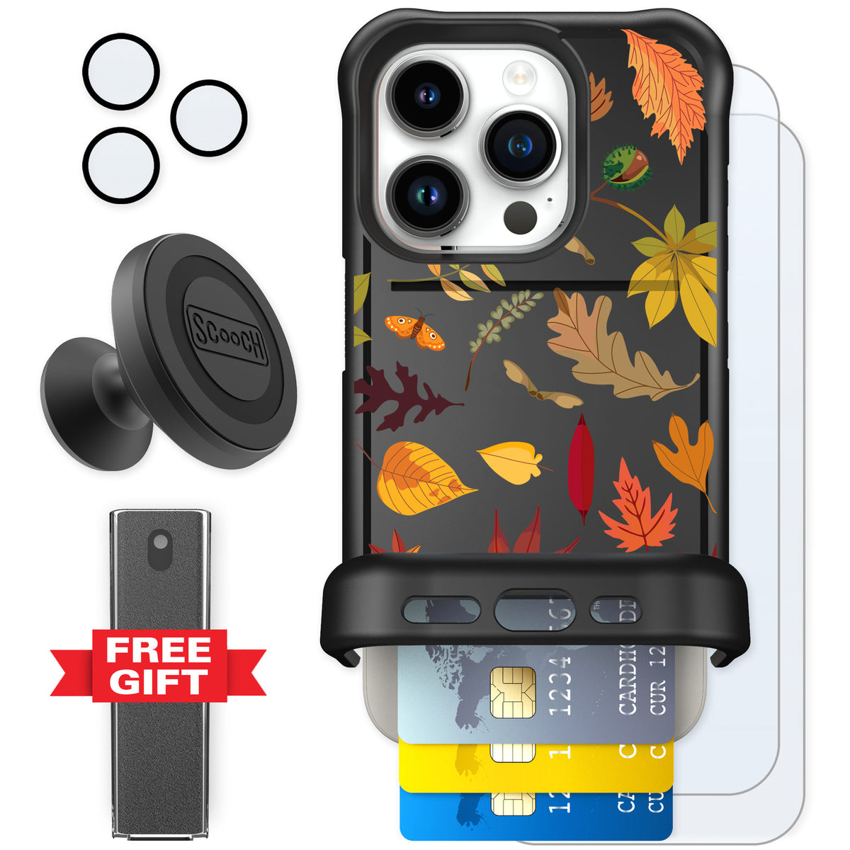 Scooch Wingmate Autumn Leaves for iPhone 15 Pro — Defender Bundle