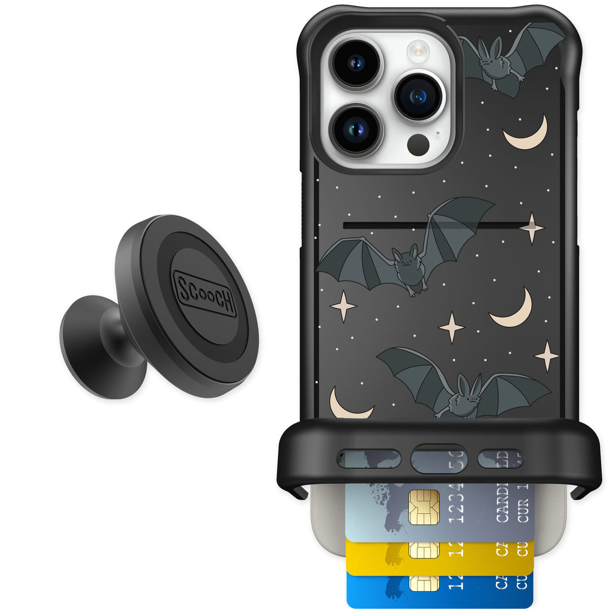 Scooch Wingmate Batty Skies for iPhone 15 Pro Max — Starter Bundle