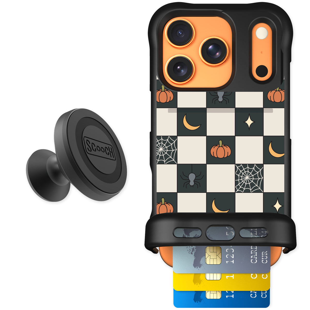 Scooch Wingmate Spooky Squares for iPhone 17 Pro — Starter Bundle