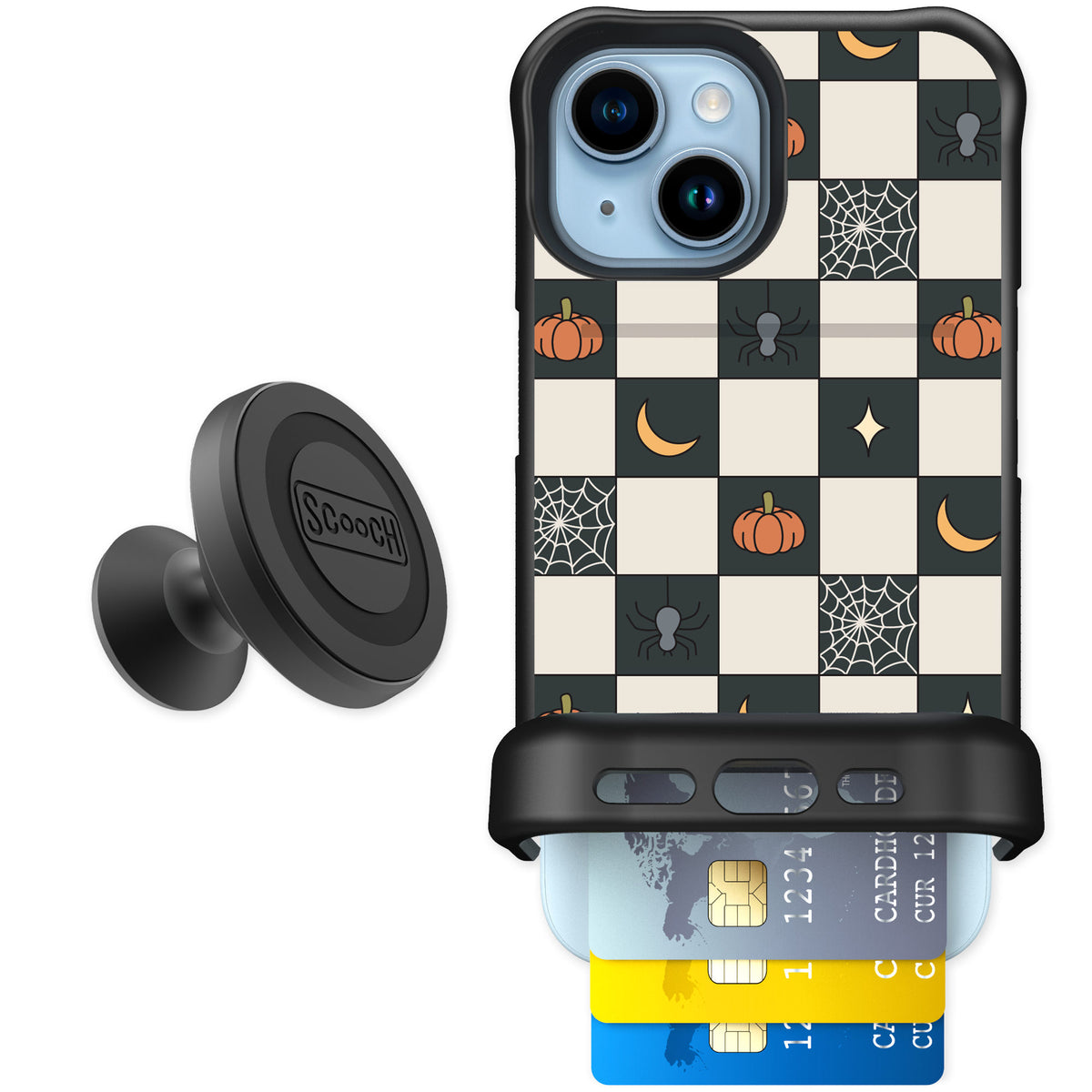 Scooch Wingmate Spooky Squares for iPhone 15 — Starter Bundle
