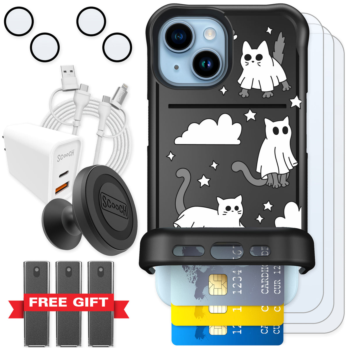 Scooch Wingmate Scaredy Cats for iPhone 15 — Ultimate Bundle