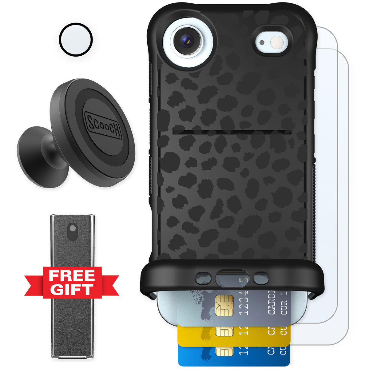 Scooch Wingmate Black Leopard for iPhone Air β Defender Bundle
