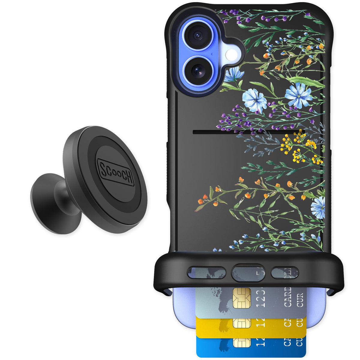 Scooch Wingmate Meadow Bloom for iPhone 16 Plus β Starter Bundle