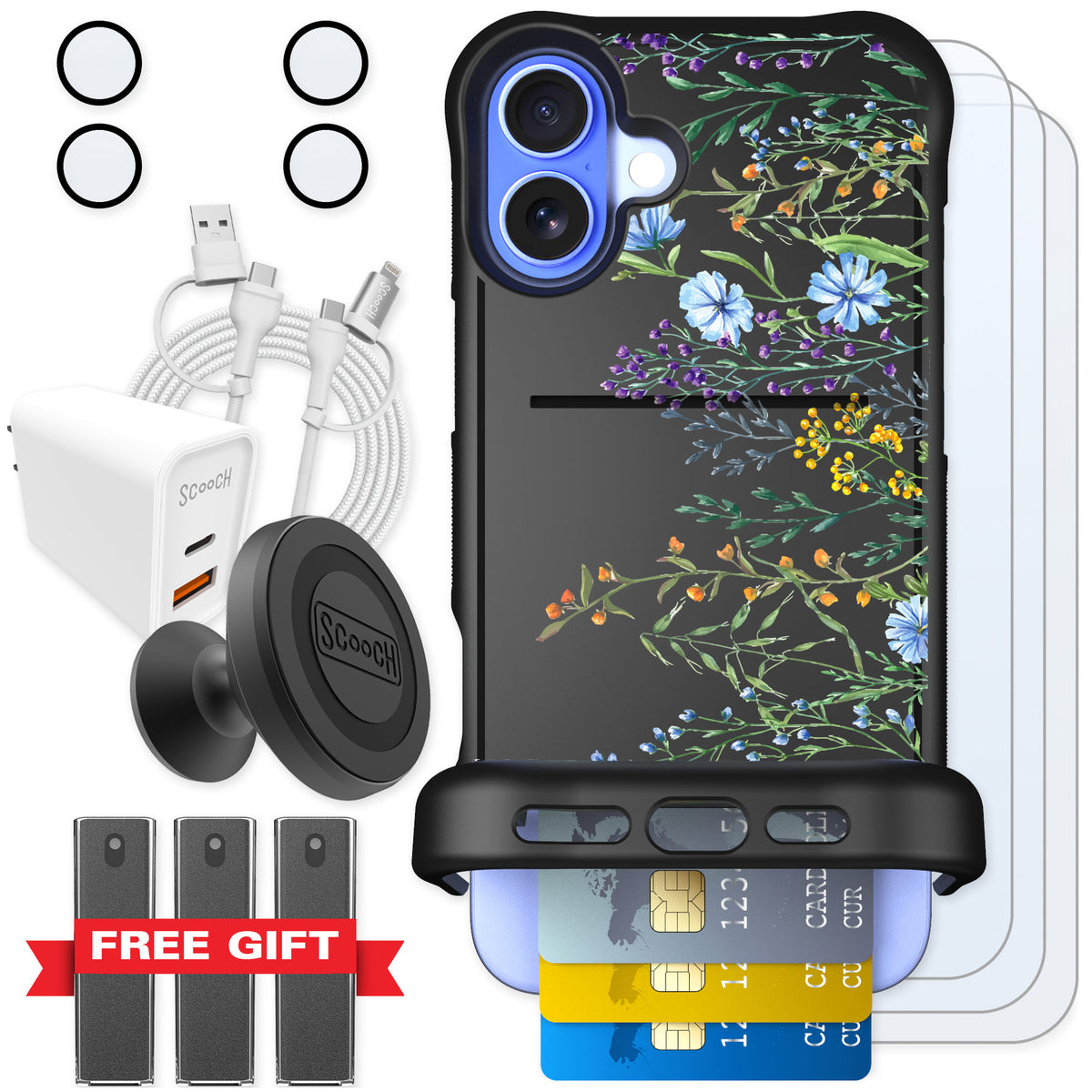 Scooch Wingmate Meadow Bloom for iPhone 16 Plus β Ultimate Bundle