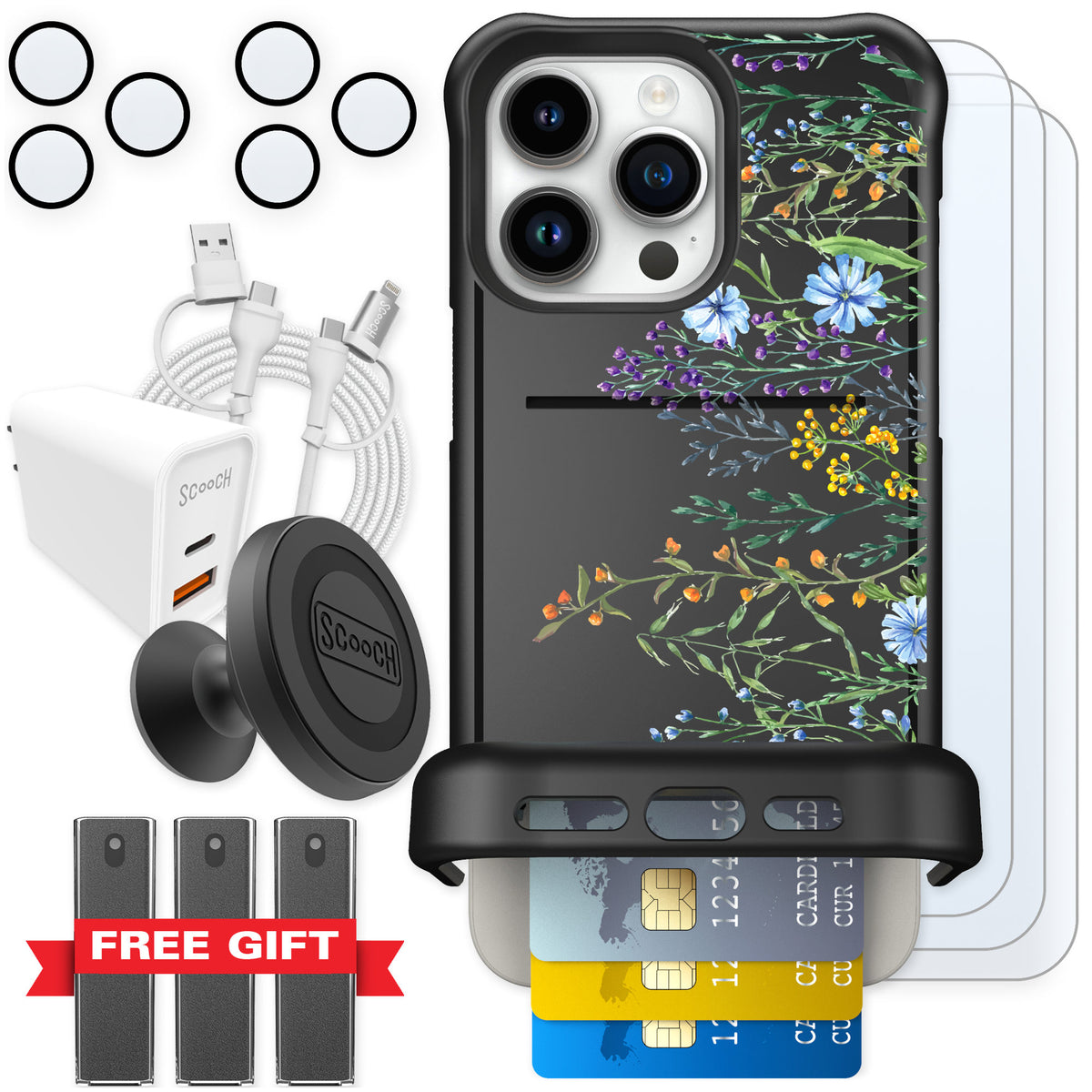 Scooch Wingmate Meadow Bloom for iPhone 15 Pro Max β Ultimate Bundle