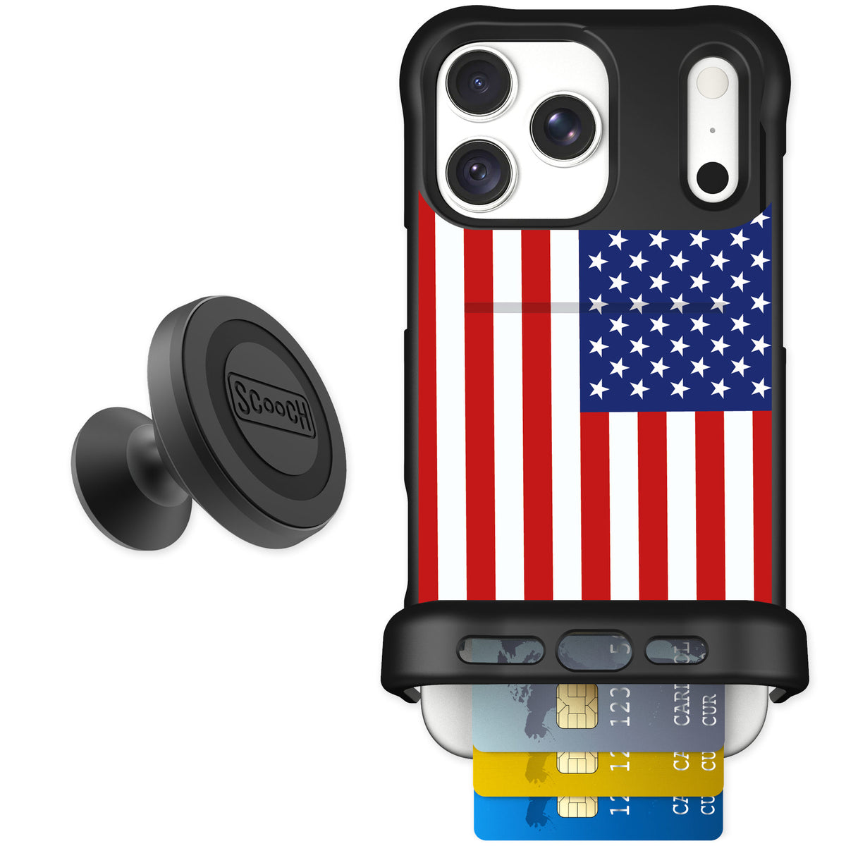 Scooch Wingmate Stars And Stripes for iPhone 18 Pro Max β Starter Bundle