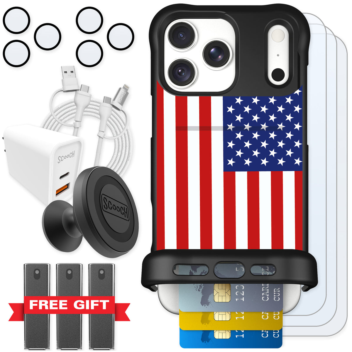 Scooch Wingmate Stars And Stripes for iPhone 18 Pro Max β Ultimate Bundle
