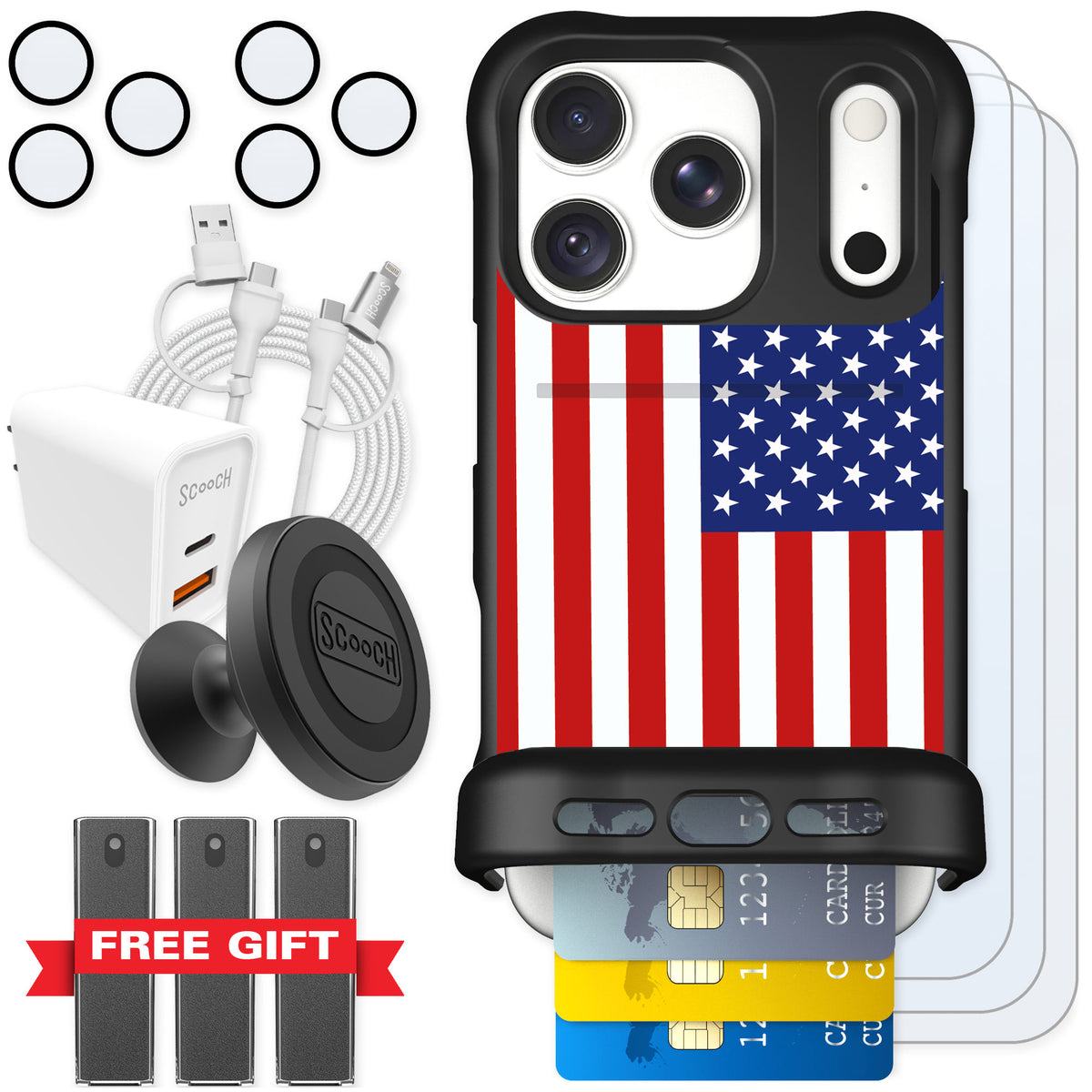Scooch Wingmate Stars And Stripes for iPhone 18 Pro β Ultimate Bundle
