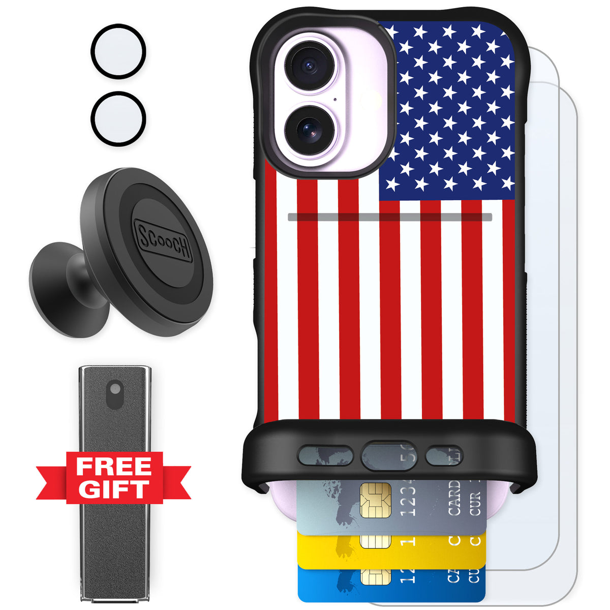 Scooch Wingmate Stars And Stripes for iPhone 17 β Defender Bundle