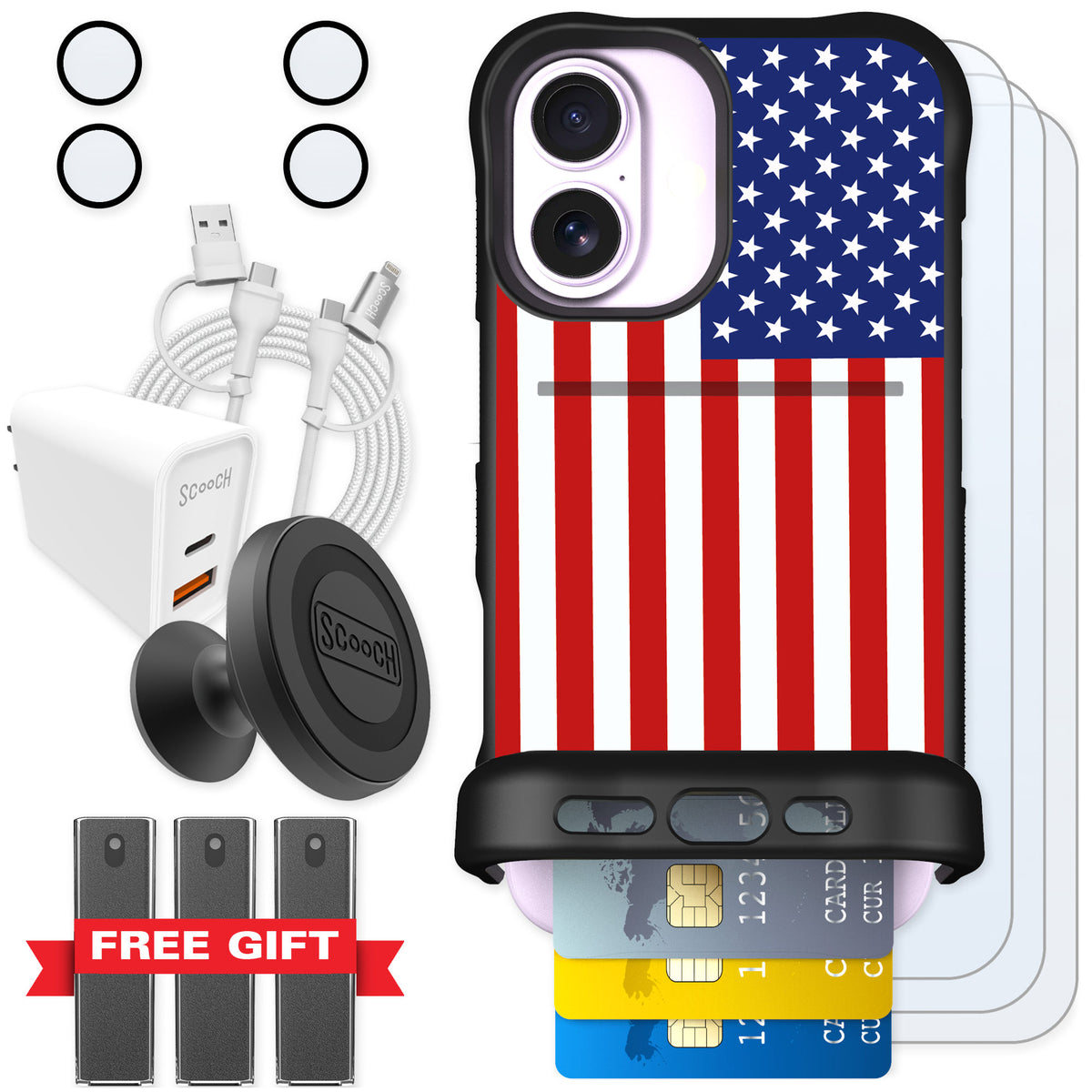Scooch Wingmate Stars And Stripes for iPhone 17 β Ultimate Bundle