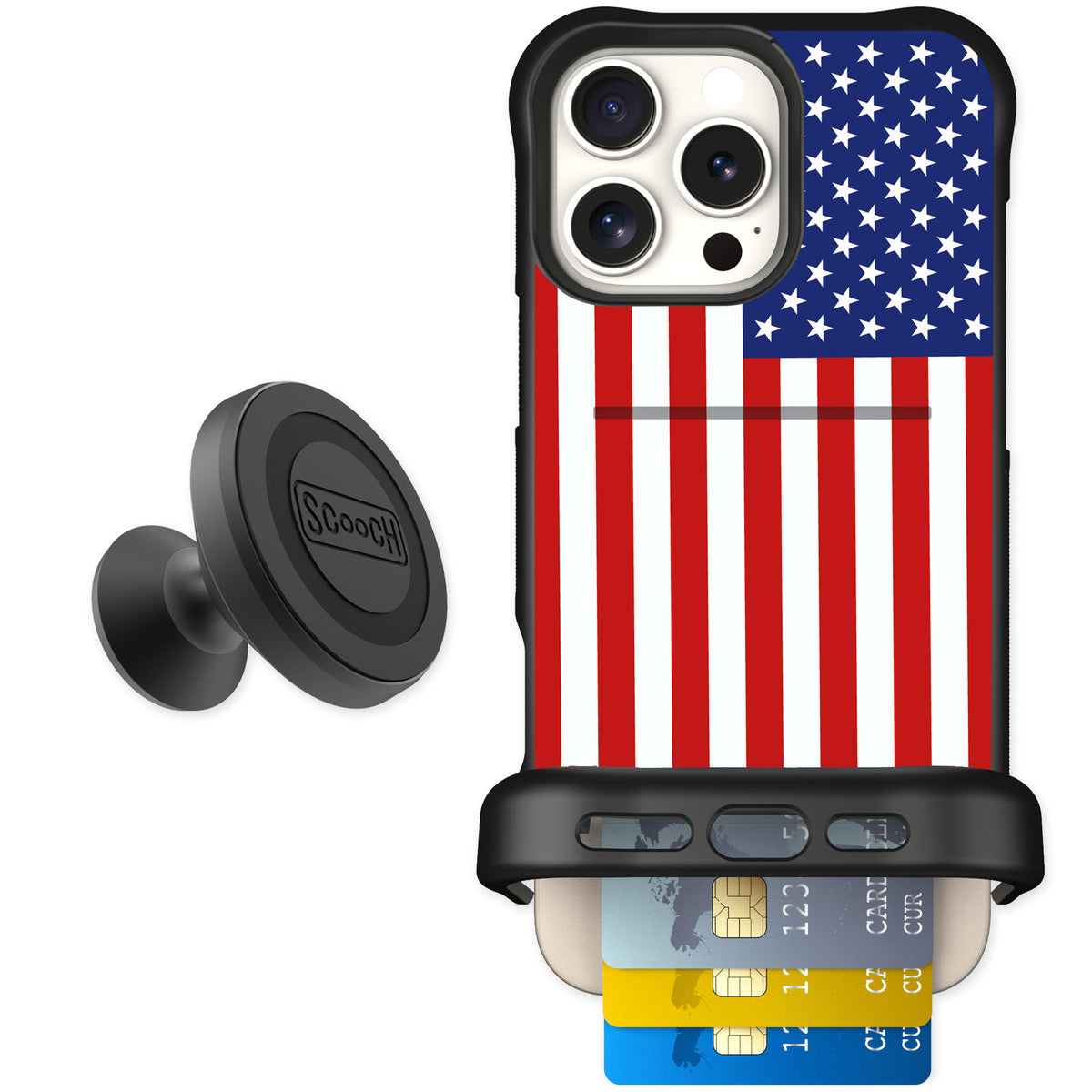 Scooch Wingmate Stars And Stripes for iPhone 16 Pro Max β Starter Bundle