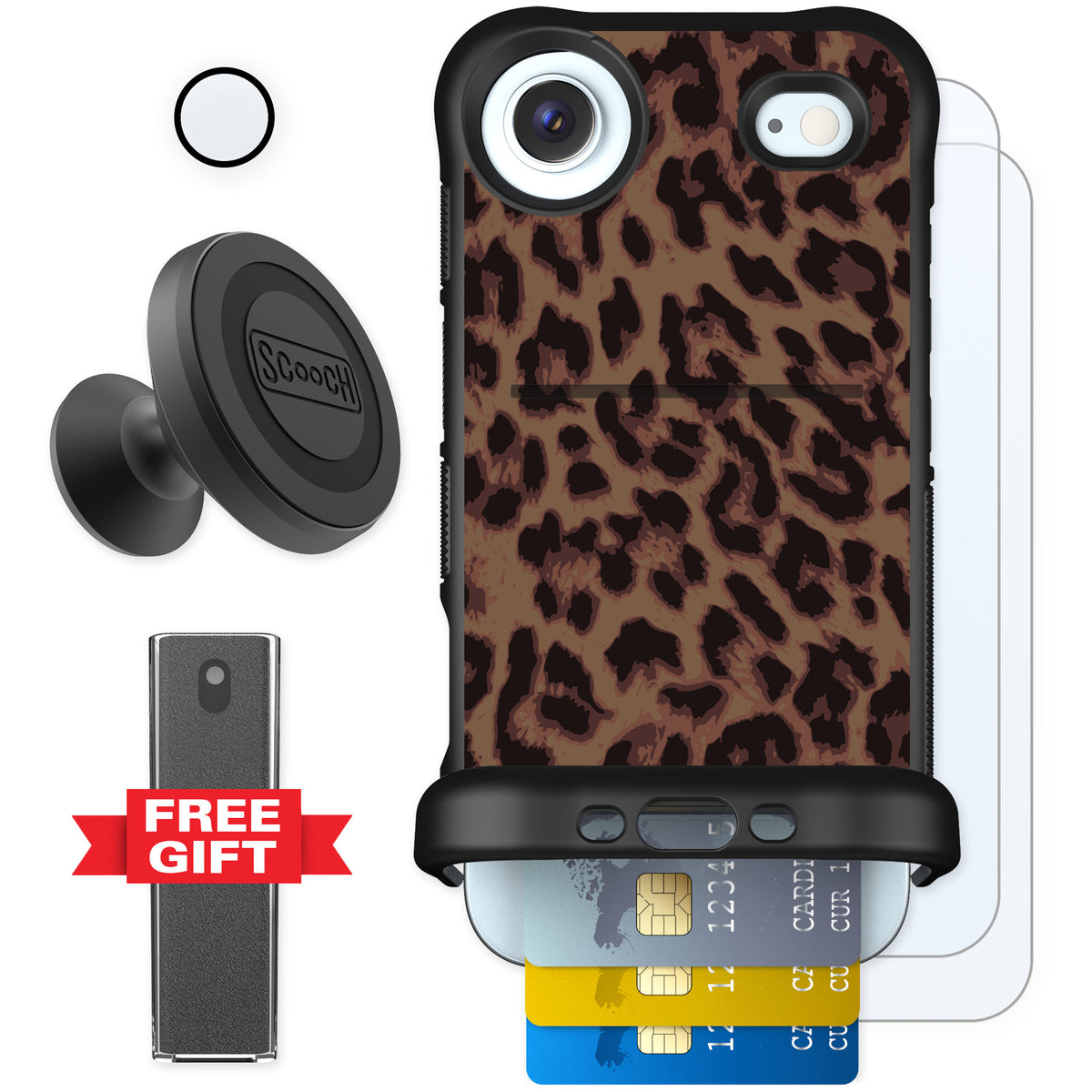 Scooch Wingmate Luxe Leopard for iPhone Air — Defender Bundle