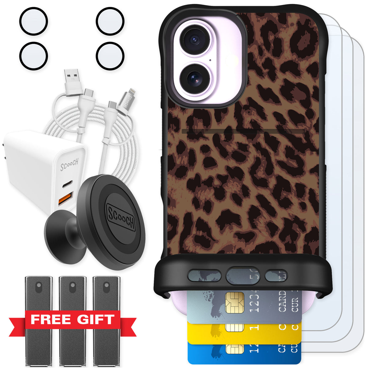 Scooch Wingmate Luxe Leopard for iPhone 17 — Ultimate Bundle