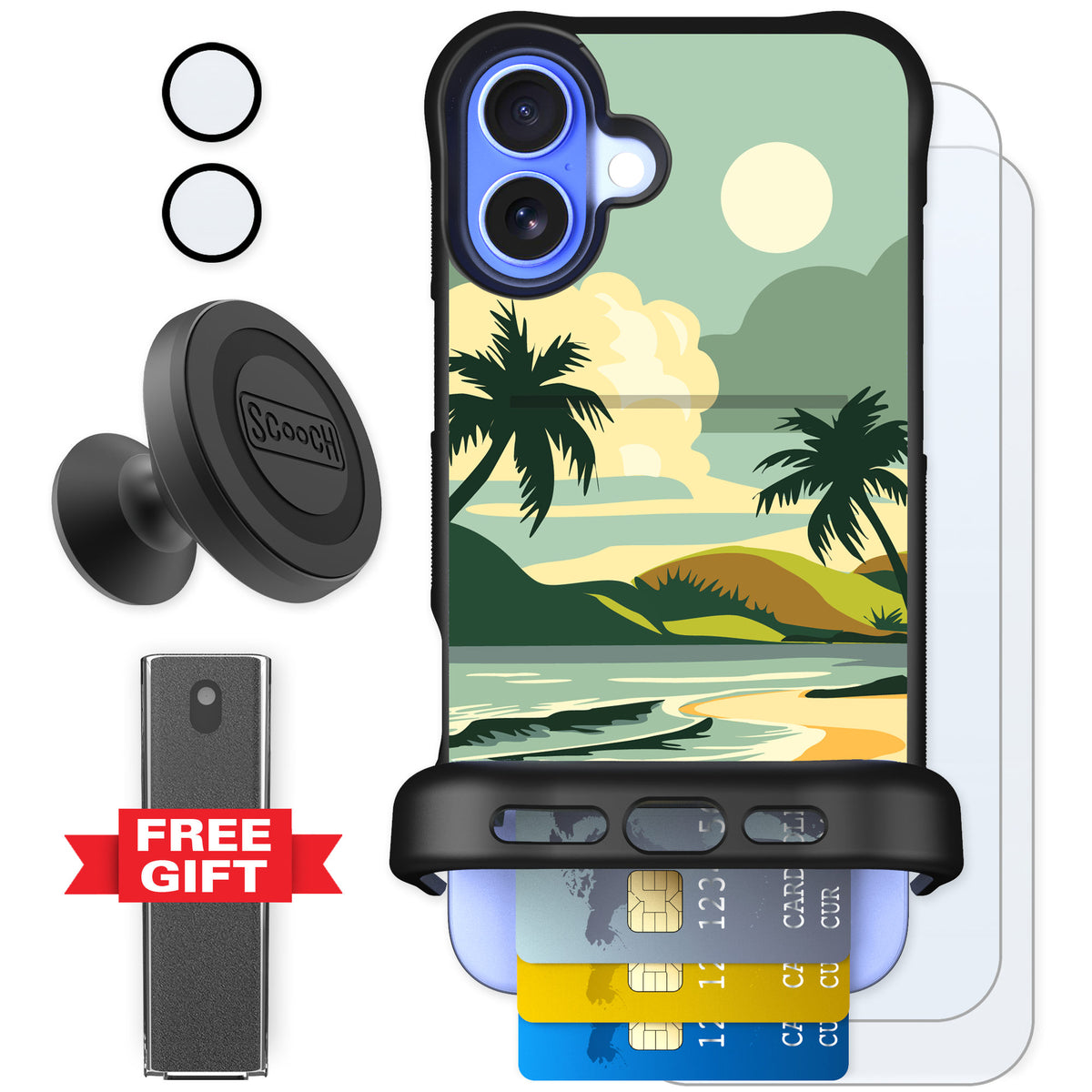 Scooch Wingmate Paradise Cove for iPhone 16 Plus β Defender Bundle
