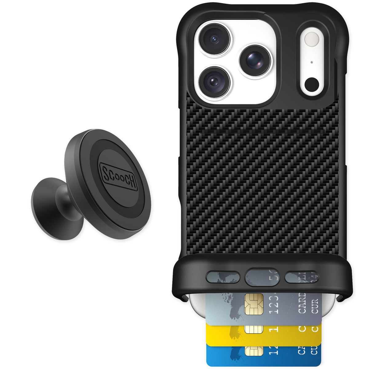Scooch Wingmate Carbon Fiber for iPhone 18 Pro — Starter Bundle