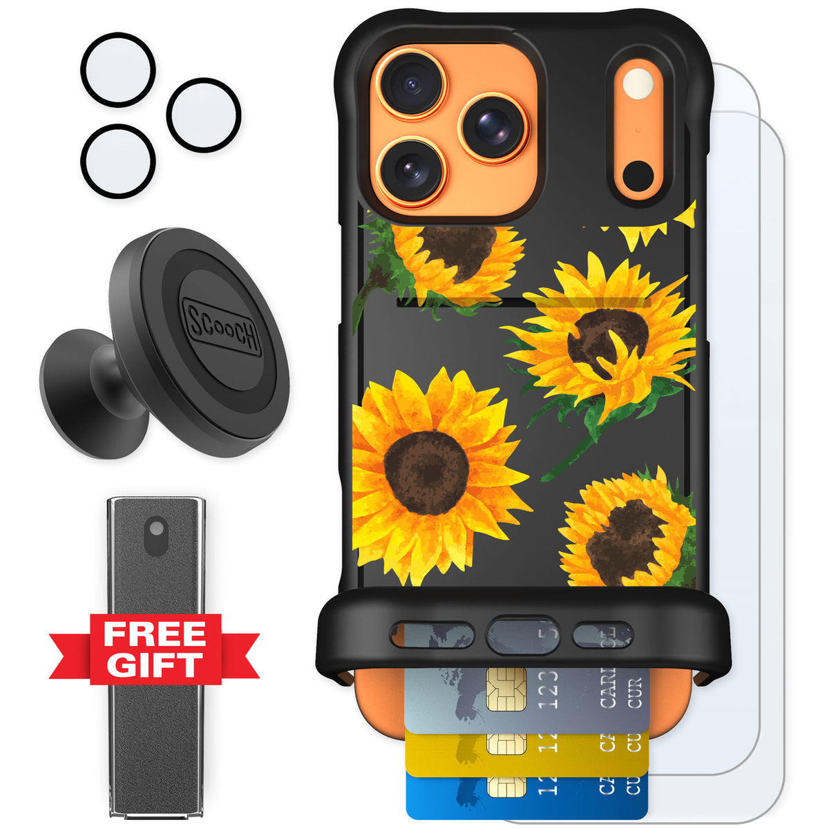 Scooch Wingmate Sunflower Frenzy for iPhone 17 Pro Max β Defender Bundle