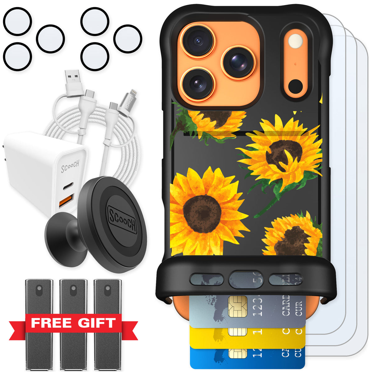 Scooch Wingmate Sunflower Frenzy for iPhone 17 Pro β Ultimate Bundle