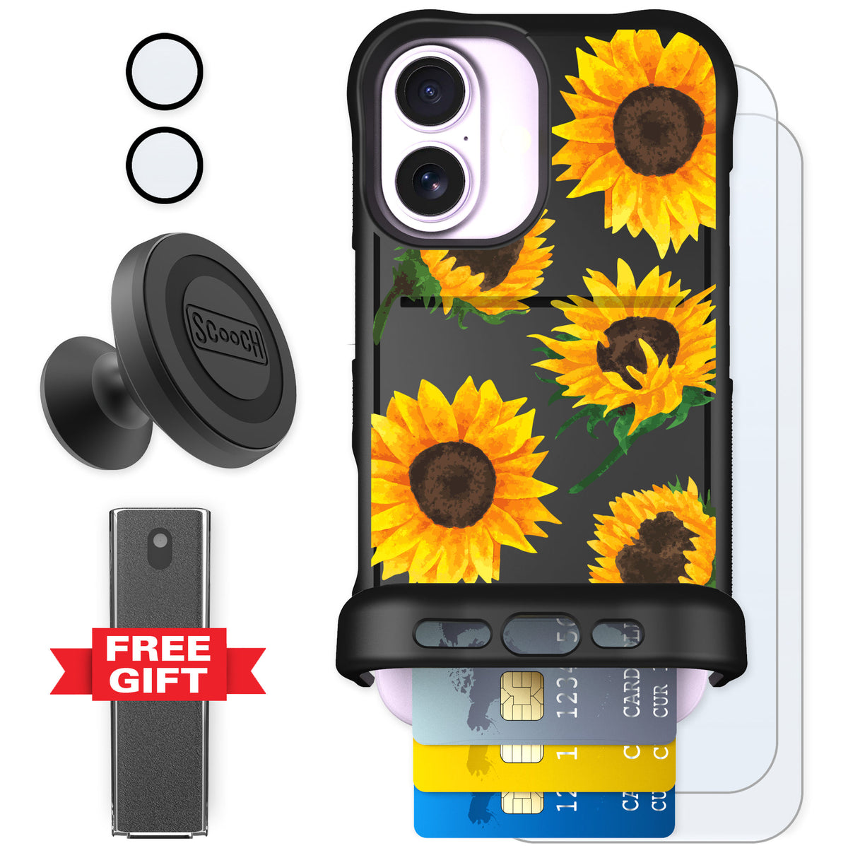 Scooch Wingmate Sunflower Frenzy for iPhone 17 β Defender Bundle