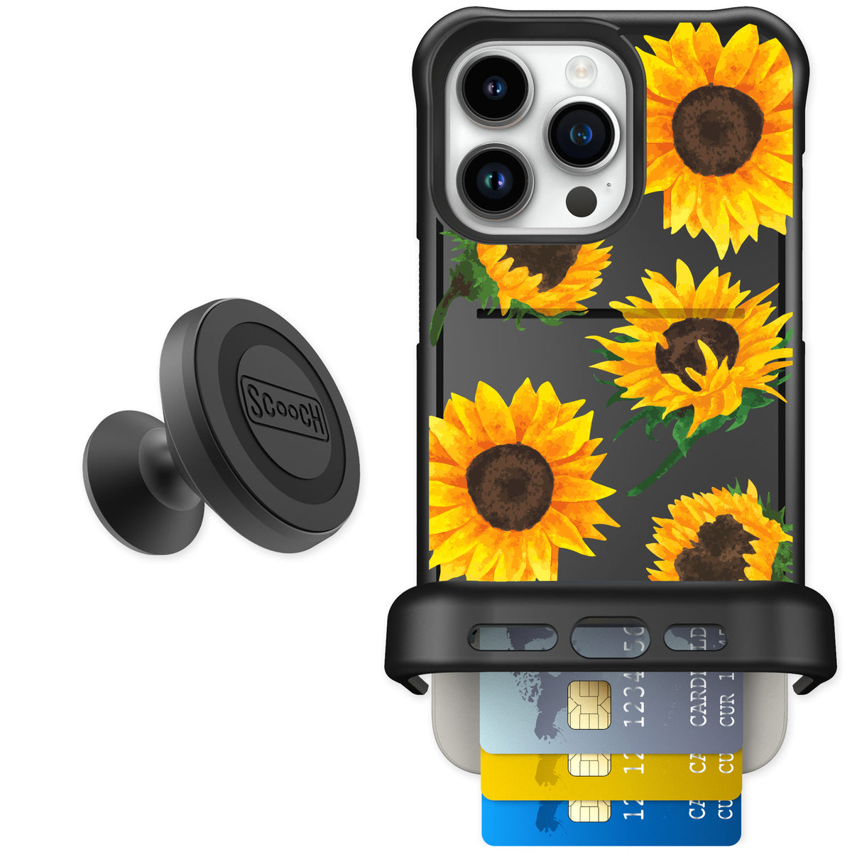 Scooch Wingmate Sunflower Frenzy for iPhone 15 Pro Max β Starter Bundle