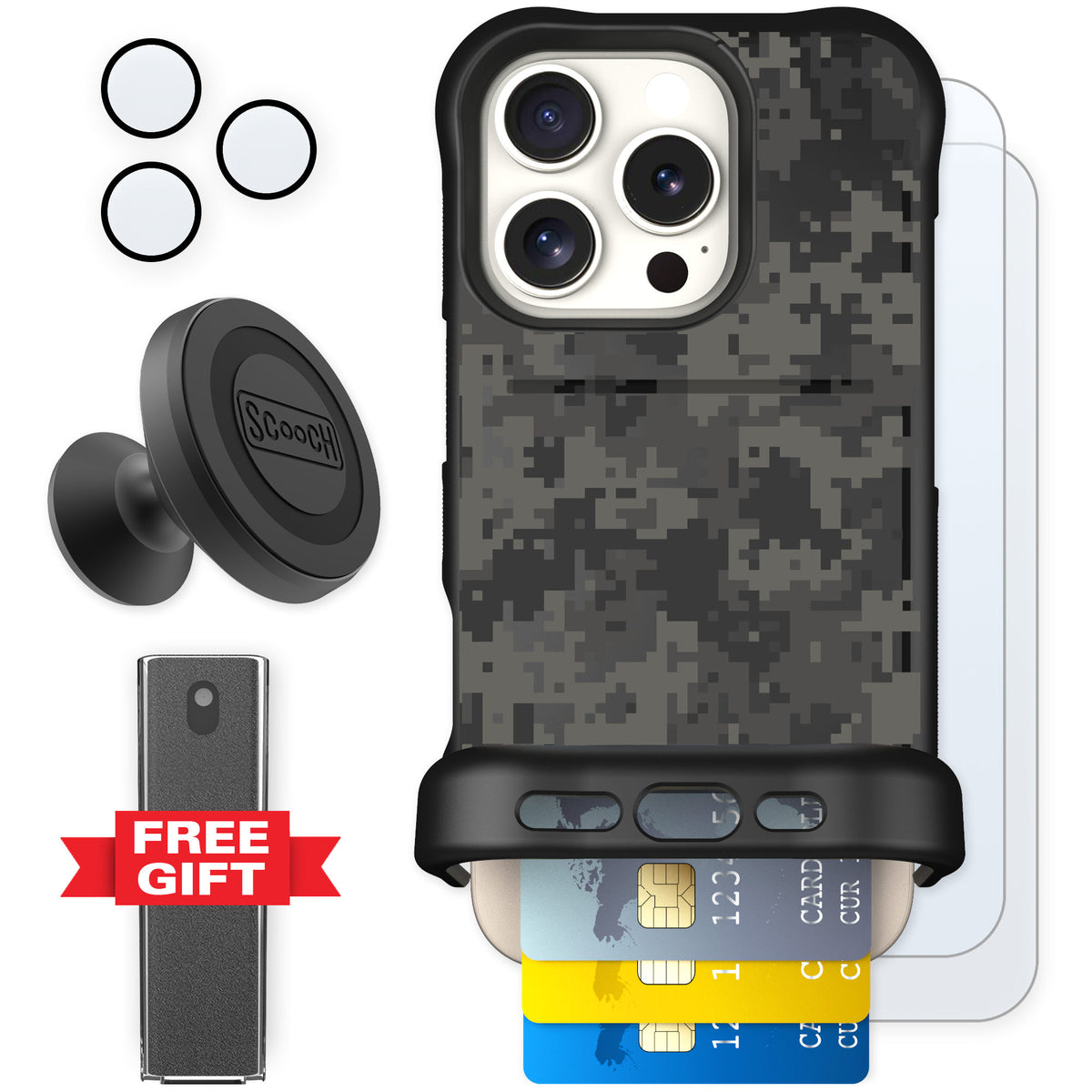 Scooch Wingmate Digi Camo for iPhone 16 Pro — Defender Bundle