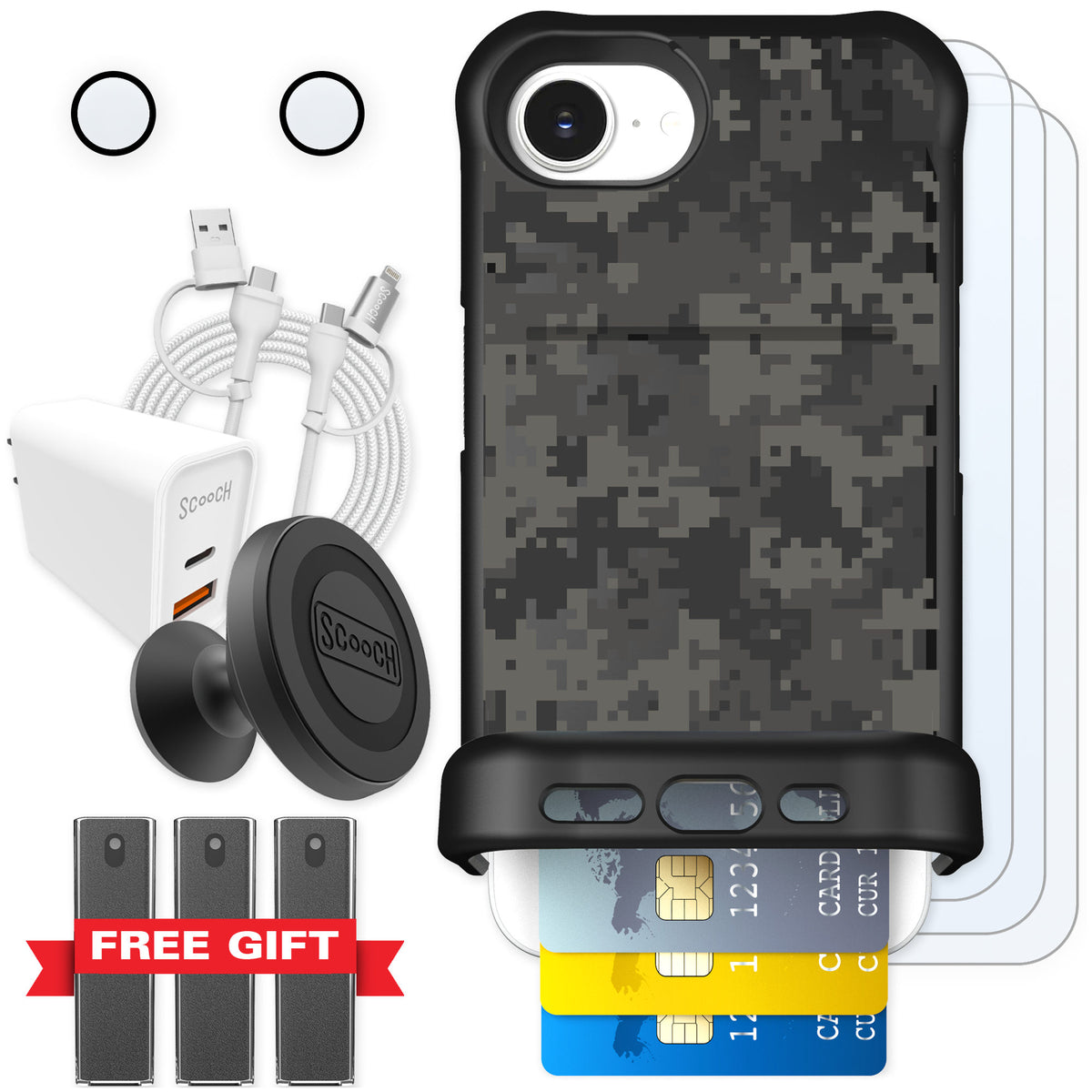 Scooch Wingmate Digi Camo for iPhone 16e — Ultimate Bundle
