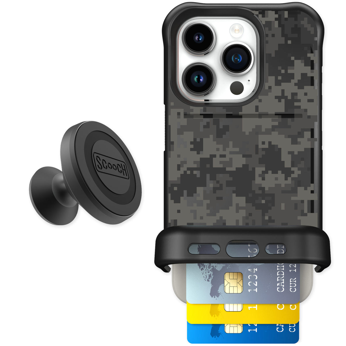Scooch Wingmate Digi Camo for iPhone 15 Pro — Starter Bundle