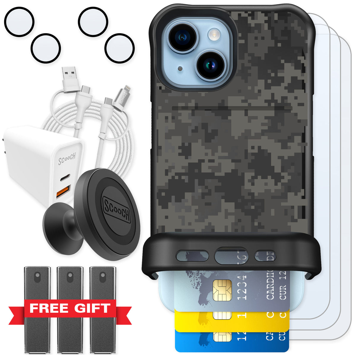 Scooch Wingmate Digi Camo for iPhone 15 — Ultimate Bundle