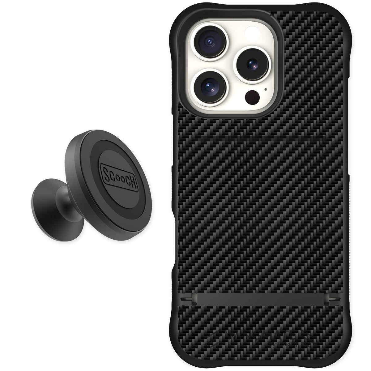 Scooch Wingmate Carbon Fiber for iPhone 16 Pro — Starter Bundle