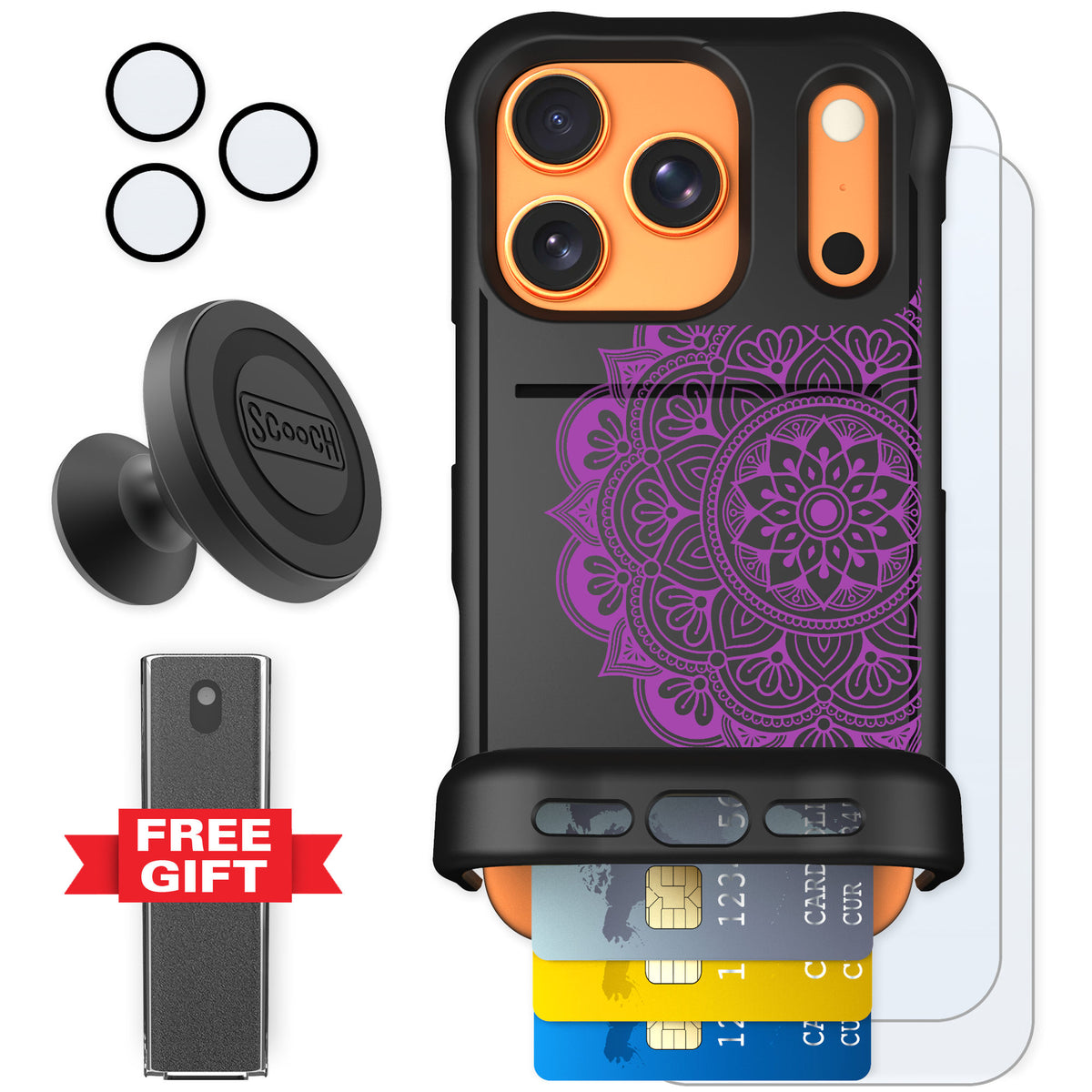 Scooch Wingmate Mandala Dreams for iPhone 17 Pro — Defender Bundle