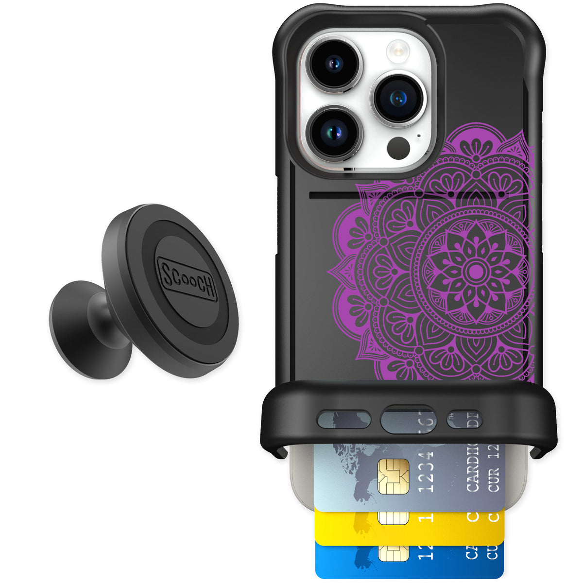 Scooch Wingmate Mandala Dreams for iPhone 15 Pro — Starter Bundle