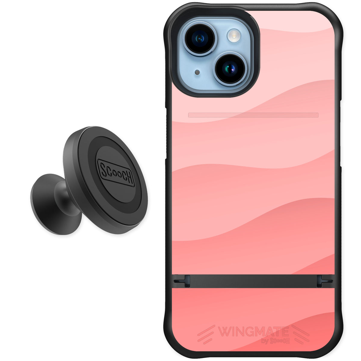 Scooch Wingmate Pink Waves for iPhone 15 — Starter Bundle