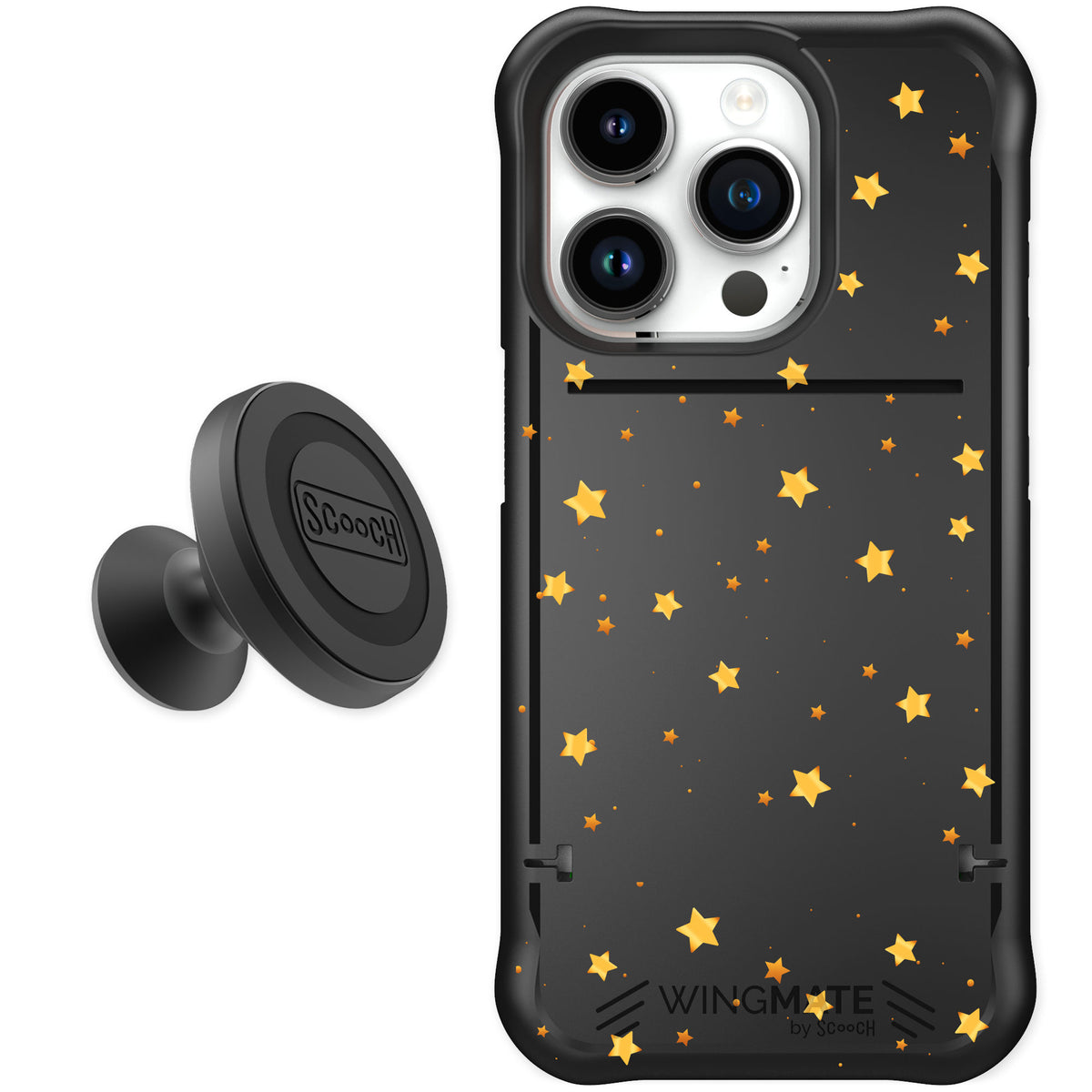 Scooch Wingmate Gold Stars for iPhone 15 Pro β Starter Bundle