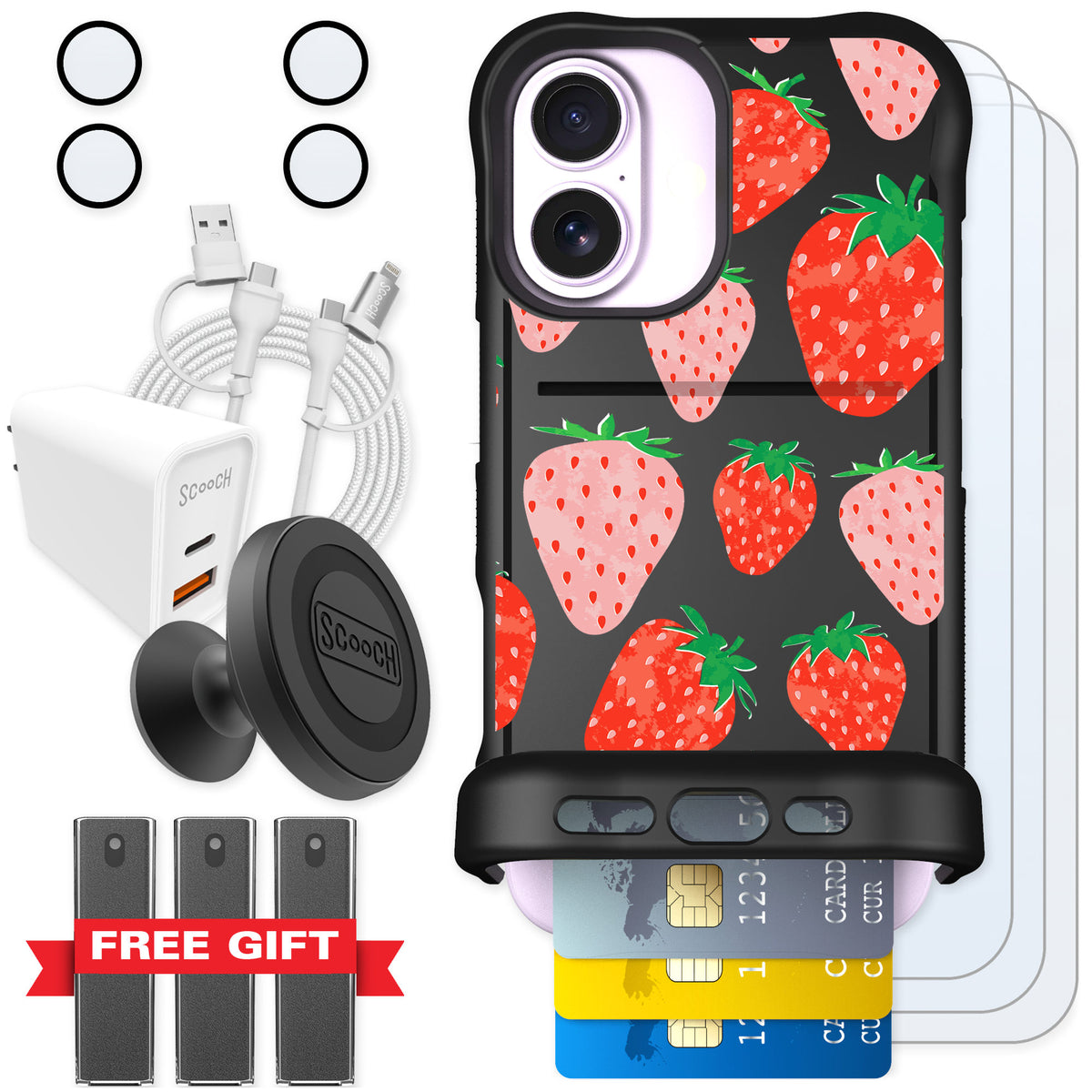 Scooch Wingmate Strawberry Fields for iPhone 17 — Ultimate Bundle