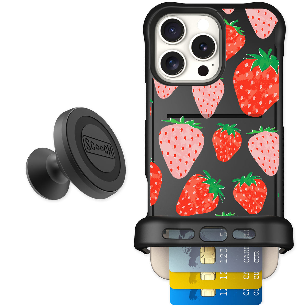 Scooch Wingmate Strawberry Fields for iPhone 16 Pro Max — Starter Bundle