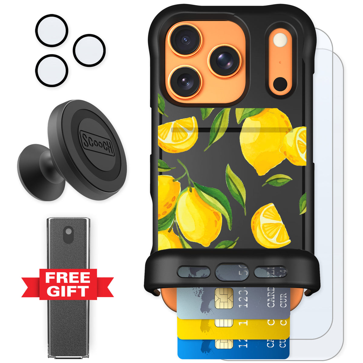 Scooch Wingmate Amalfi Lemons for iPhone 17 Pro — Defender Bundle