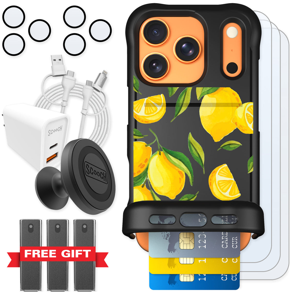 Scooch Wingmate Amalfi Lemons for iPhone 17 Pro — Ultimate Bundle