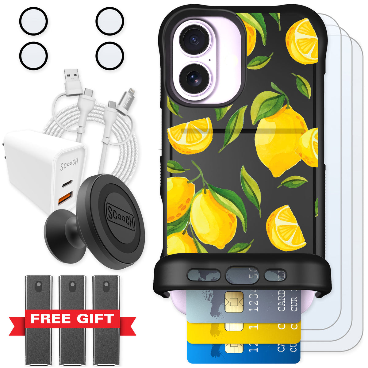 Scooch Wingmate Amalfi Lemons for iPhone 17 — Ultimate Bundle