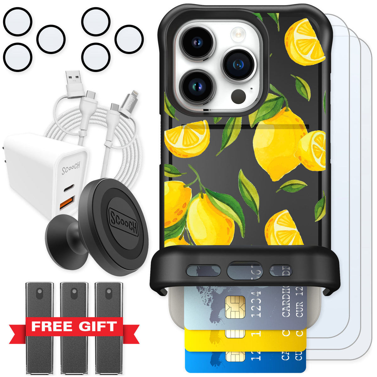 Scooch Wingmate Amalfi Lemons for iPhone 15 Pro — Ultimate Bundle