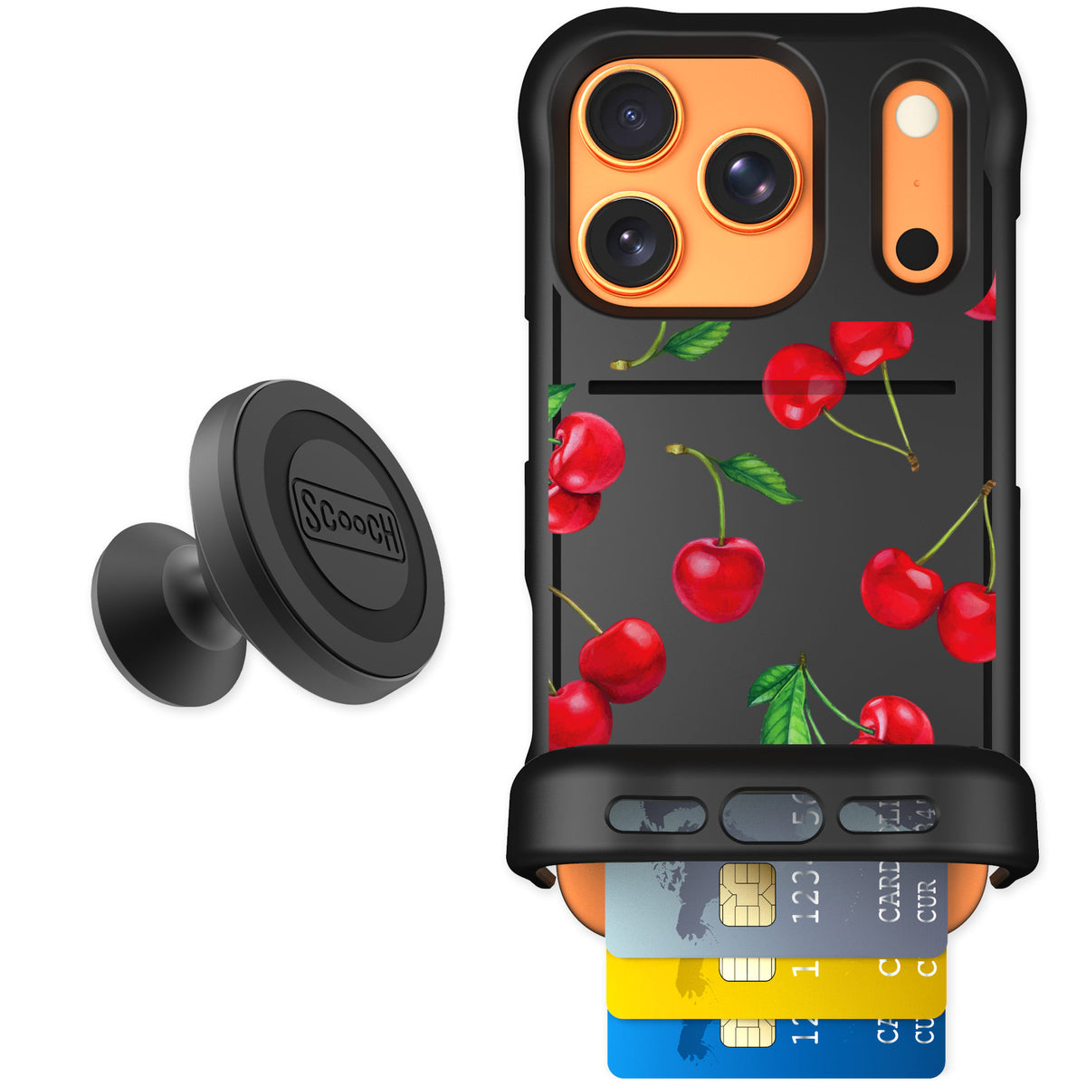 Scooch Wingmate Very Cherry for iPhone 17 Pro — Starter Bundle
