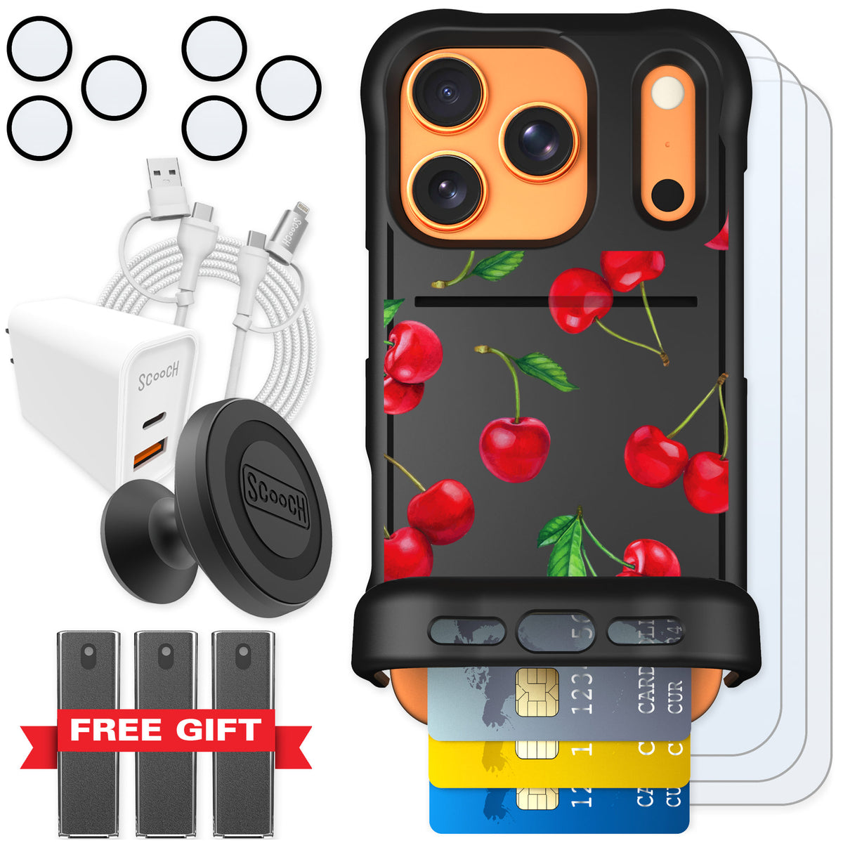 Scooch Wingmate Very Cherry for iPhone 17 Pro — Ultimate Bundle