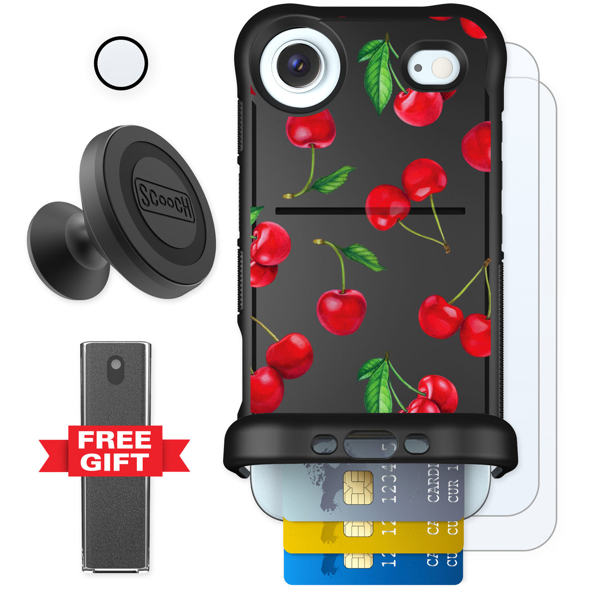 Scooch Wingmate Very Cherry for iPhone Air — Defender Bundle